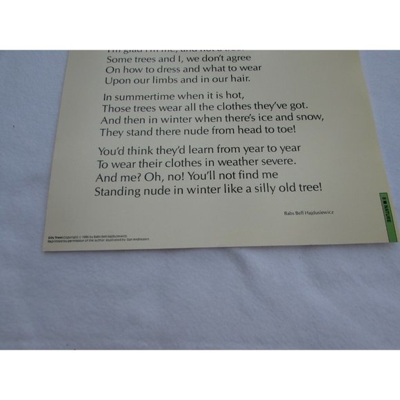 Silly Trees Grade School Poster Babs Bell Hajdusiewicz 30248 Poetry VNTG - Picture 4 of 4
